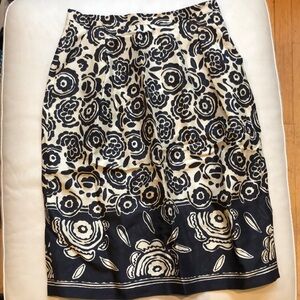 Max Mara black/tan print silk midi